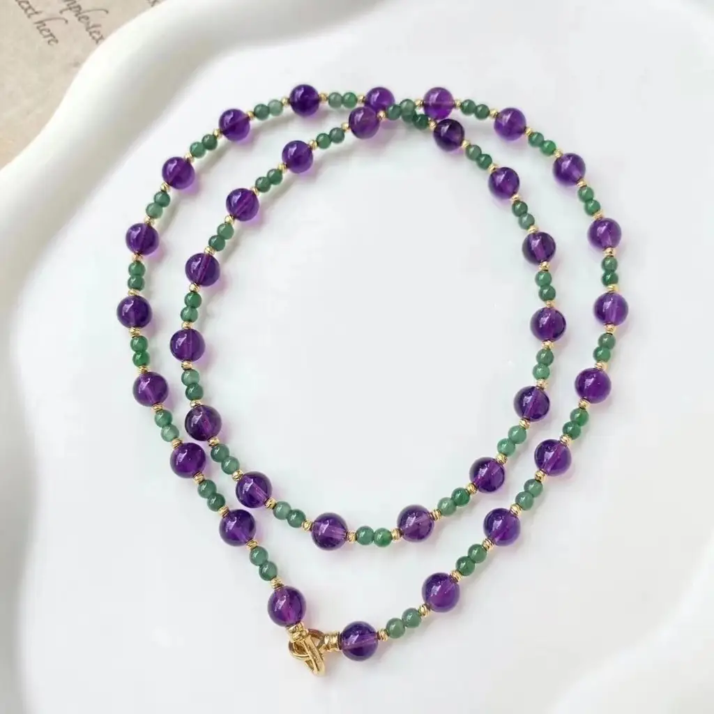 Amethyst Green Onyx Beads Necklace n Bracelet