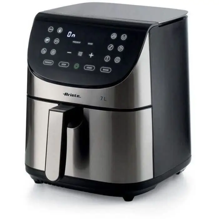 Ariete 4628 Friteuse à Air Chaud 7L, 1800W, Capacité 7L, Capacité de Cuisson 2,8kg, 12 Programmes Préréglés, Fonction Max Crisp, Température Jusqu'à 200°C, Panier Antiadhésif avec Grille, Métal