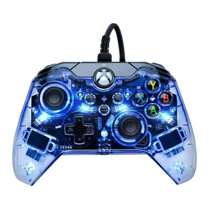 PDP Manette de jeu filaire LED Afterglow - Lumières colorées RGB Hue - Connecteur USB - Commandes audio - Manette de jeu à double vibration - Xbox Series X|S, Xbox One, PC