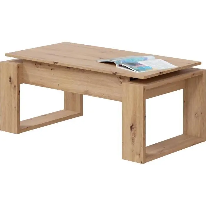 Habitdesign Modèle Nova Table basse relevable pour salon, table d'appoint, finition chêne « Nodi », dimensions : 105 x 55 x 45-54 cm (l x P x H).
