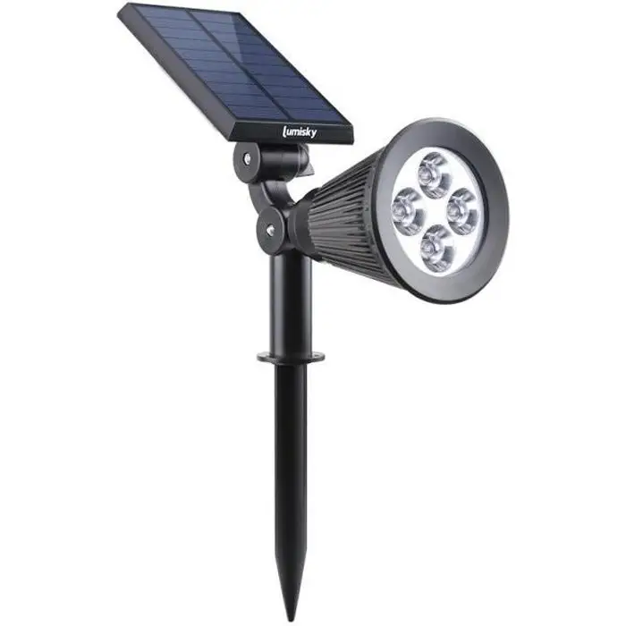 Lumisky Spot solaire projecteur 2 en 1 à piquer ou à fixer dimmable LED blanc SPIKY W34 H42cm