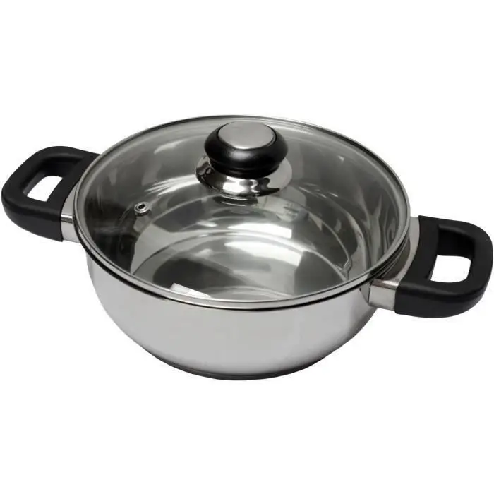 "BAUMALU Faitout INOX + Couvercle Verre Saphir bakélite - 24 cm"