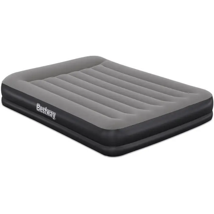 Bestway Matelas Gonflable 2 Places Queen Tritech avec Pompe USB intégrée - 203 cm x 152 cm x 36 cm - Gris/Noir