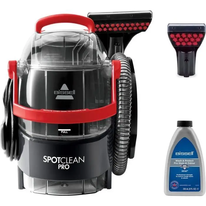 BISSELL SpotClean Pro | Détachant Portable Spécial Moquette / Tapisserie / Intérieur de Voiture | 750W | Pulvériser, Récurer et Aspirer | Idéal pour les Taches es Plus Résistantes | 84dB | 1558N
