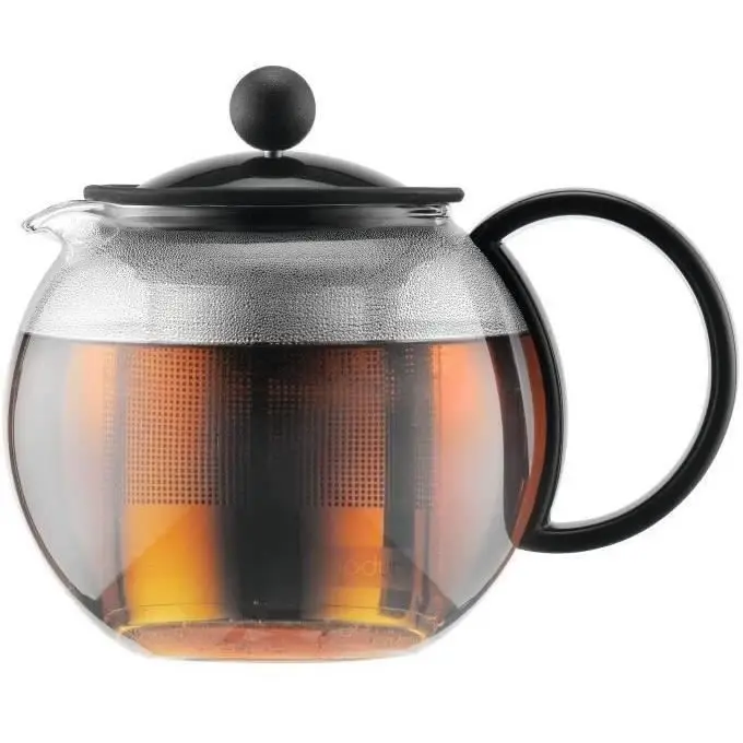 Bodum - 1812-01 - Assam - Théière à Piston en verre - Filtre inox - 0.5 L - Noir