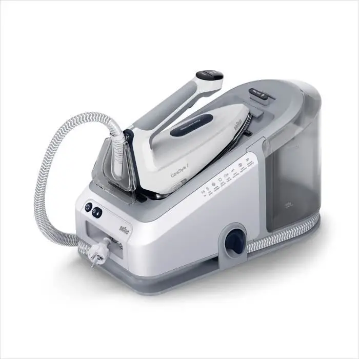 Braun Centrale Vapeur CareStyle 7 Pro IS7266GY, Semelle avec revetement FreeGlide 3D, iCare, iMode, Repassage Vertical, Vapeur 510 g/min, Réservoir Amovible 2L, 2700W, Gris