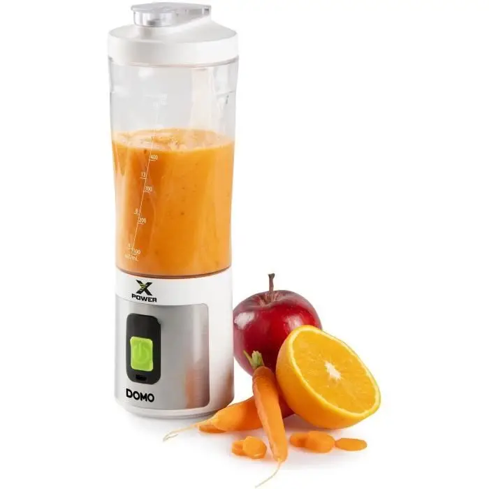 DOMO DO752BL Portable Blender - Powerful Mini Stand Mixer mit Tritan-Flasche - 120W - USB-C Aufladbar - 600 ml - Silber/Weiß