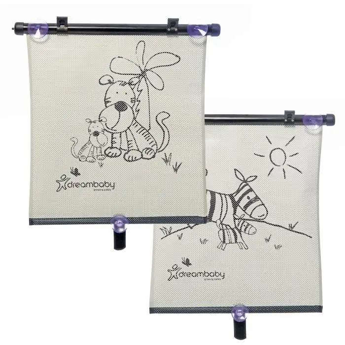 Dreambaby G238 Lot de 2 Pare-Soleil pour Voiture Tigre + Zèbre