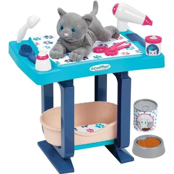 Jouets Ecoiffier - 1904 - Table de toilettage Chat - Médical - Jeu d'imitation - Dès 18 Mois - Fabriqué en France
