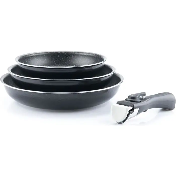 Arthur Martin Set de 3 poêles amovibles Noir 20/24/28 cm