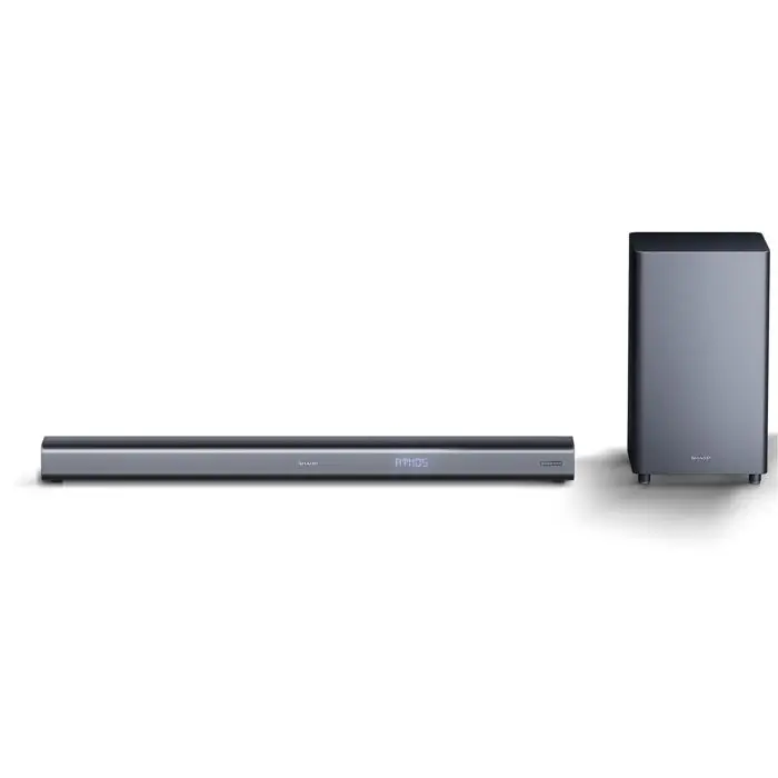 Sharp HT-SBW460, 3.1 Dolby Atmos, Barre de Son Surround virtuelle 3D et Caisson de Basses sans Fil, Bluetooth, expérience 4K, HDMI Arc/CEC, Power de Sortie maximale Totale : 440 W, Noir