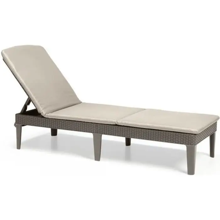 Algon ALLIBERT by KETER - Bain de Soleil 4 Positions Jaipur avec Coussin - Imitation rotin - Coloris Cappuccino.