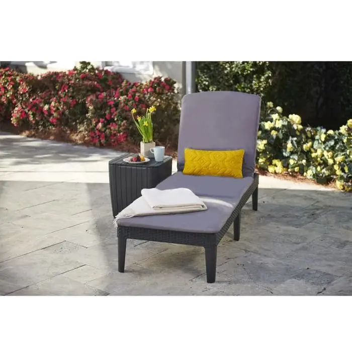 KETER Chaise Longue Jaipur en résine Bain de Soleil, Graphite
