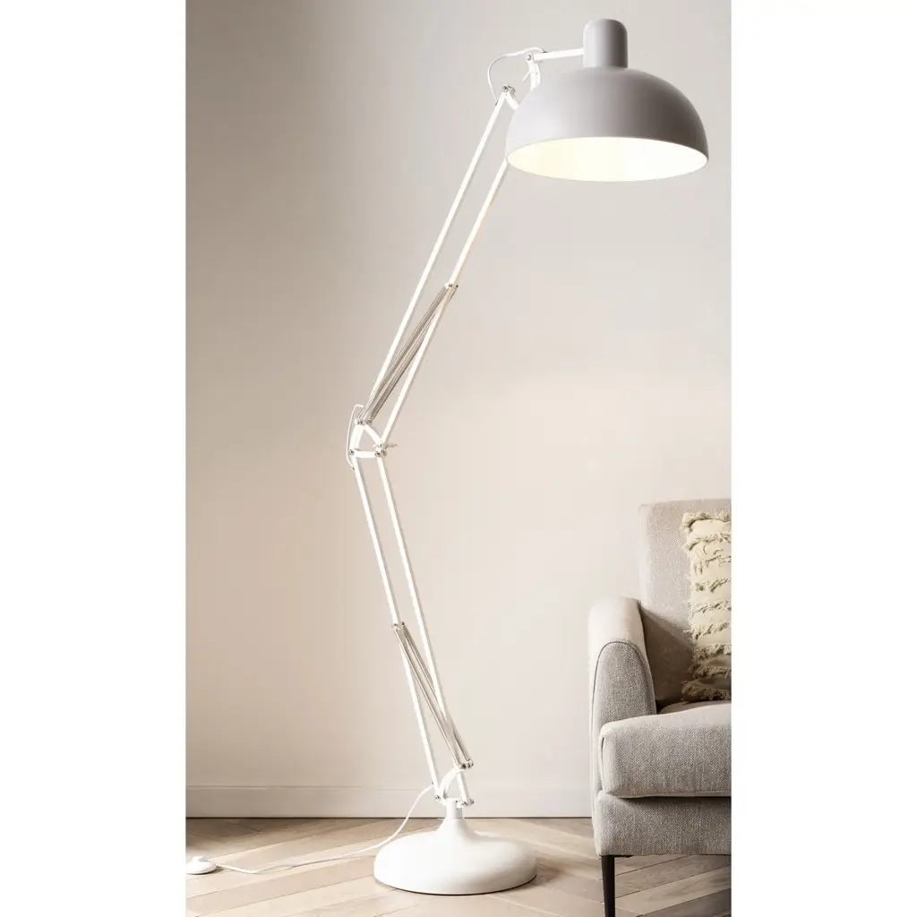 Industrial floor lamp white adjustable