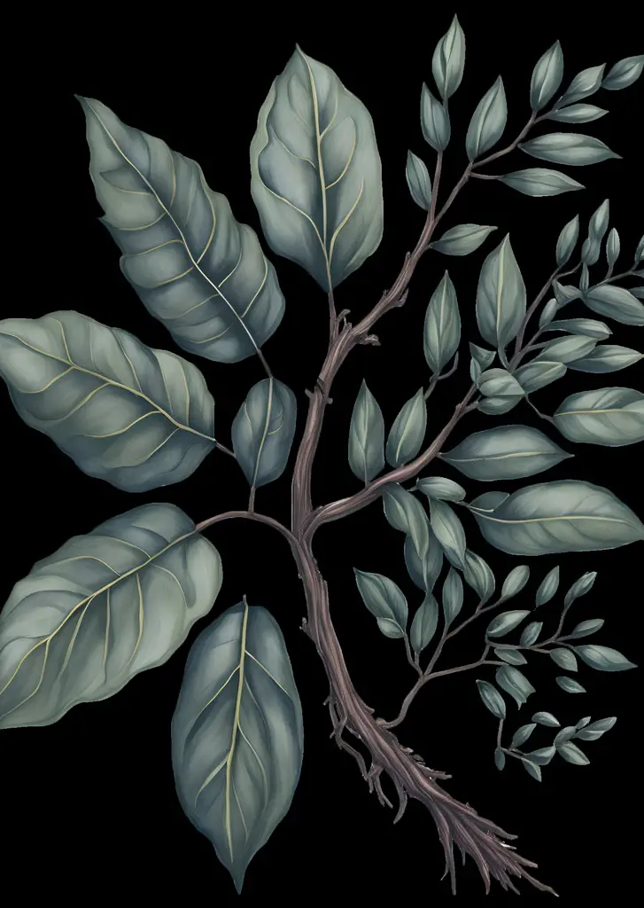 Αφίσα Green Leaves On The Branch με ξύλινη κορνίζα με passe-partout σε φυσικό χρώμα